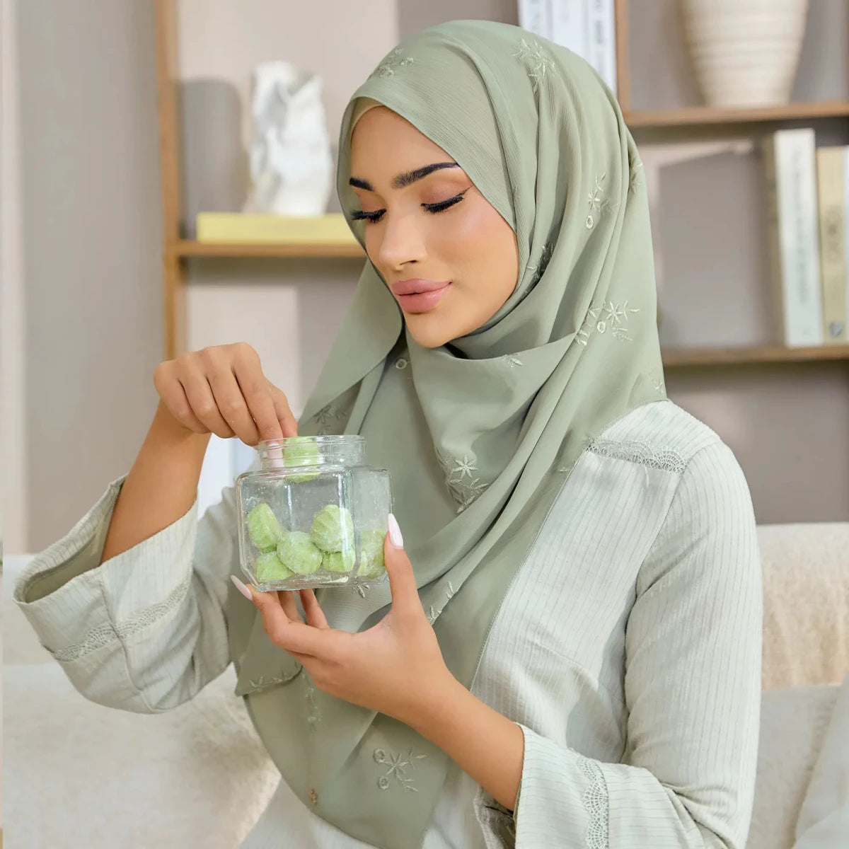 SWEETLY-SO LUXE ELARA in LIGHT OLIVE