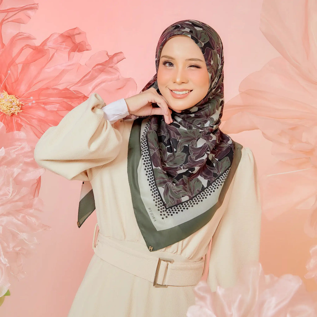 PS-SOFT EMBOSSED SEA OF LILIES in OLIVE