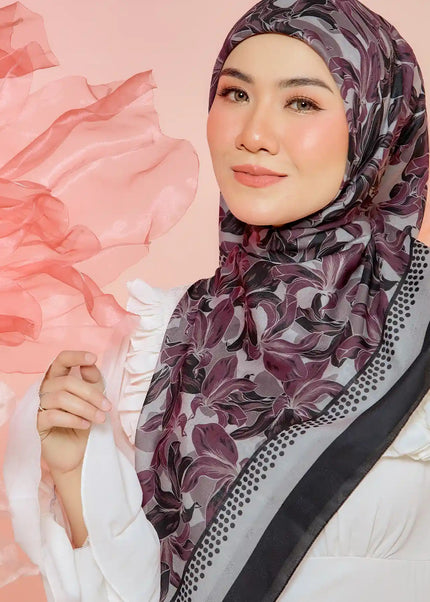 PS-SOFT EMBOSSED SEA OF LILIES in BLACK