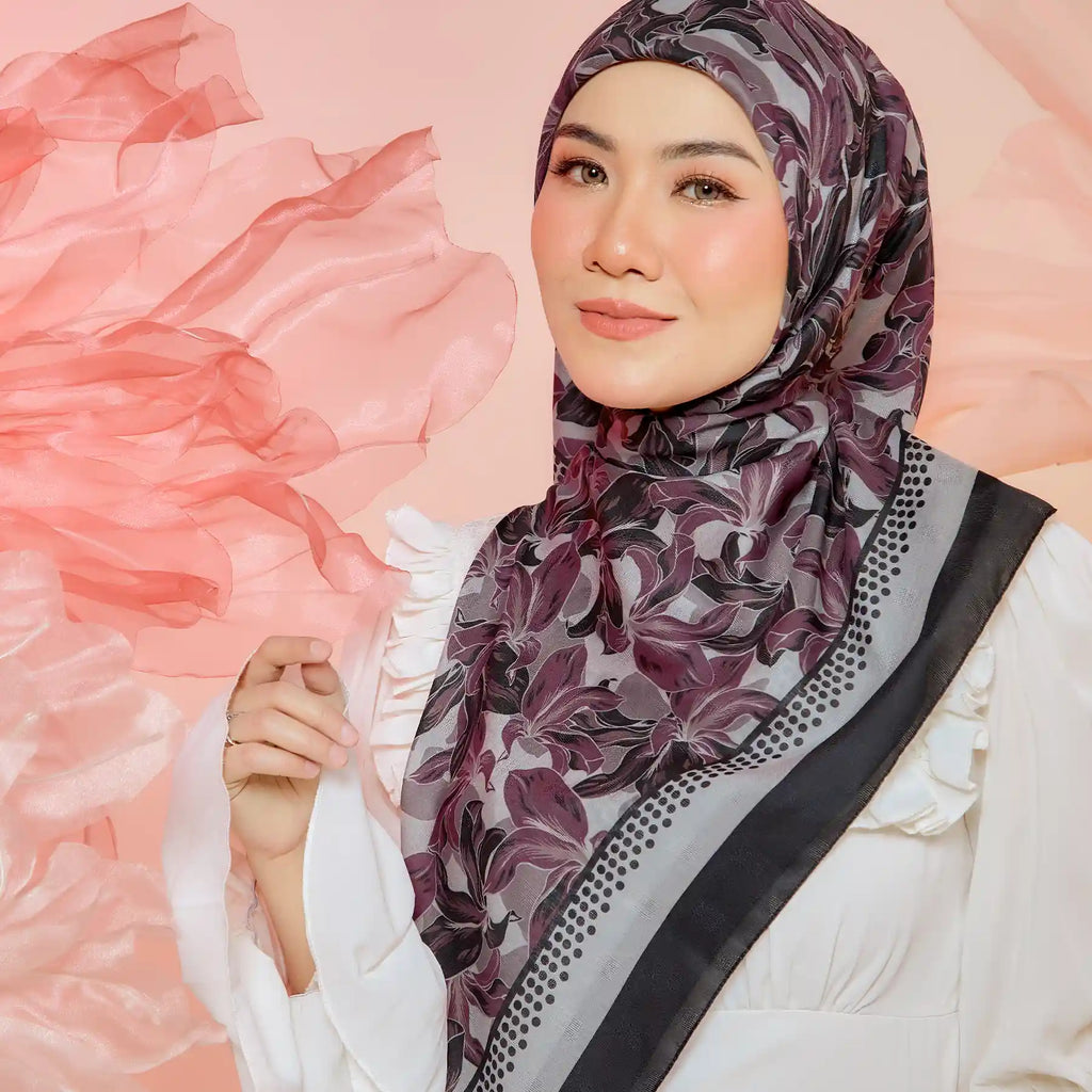 PS-SOFT EMBOSSED SEA OF LILIES in BLACK