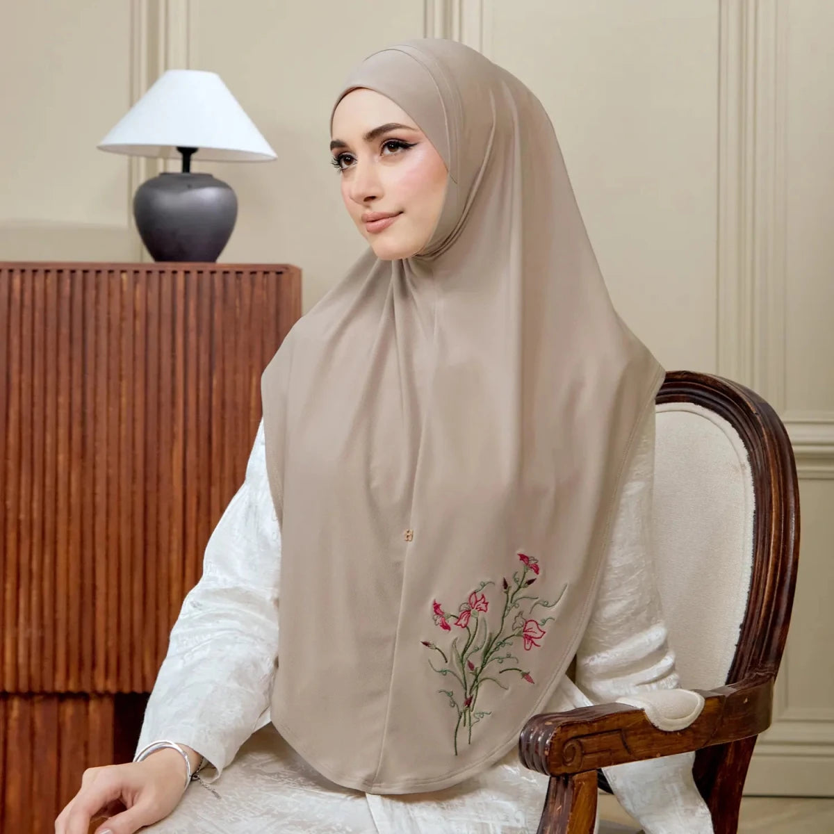 SO-MARJAN TWILL LUXE BELLFLOWERS in KHAKI