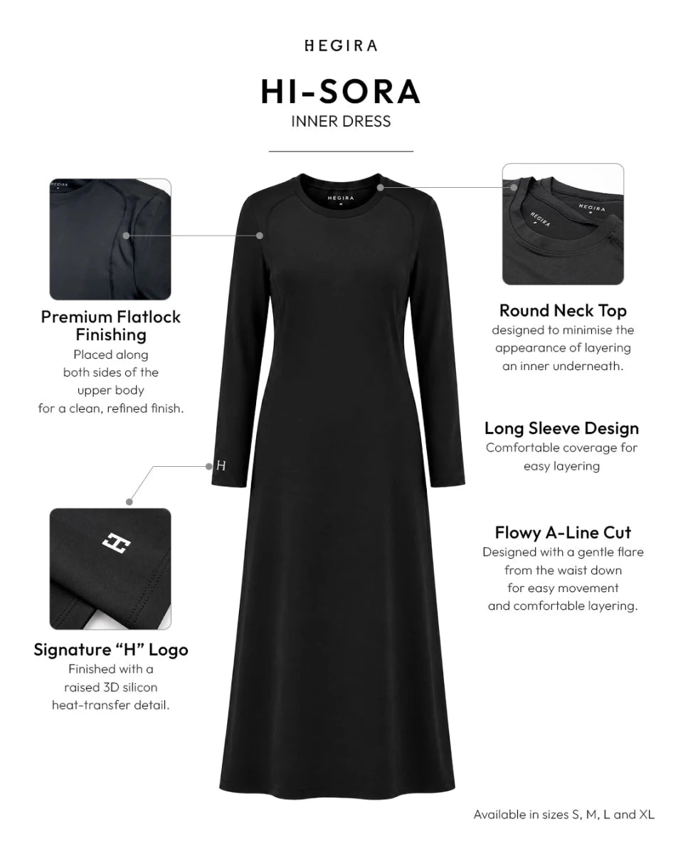 HI-SORA LONG SLEEVE DRESS in BLACK