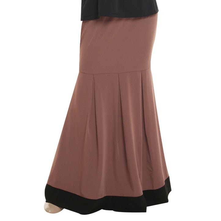 FLAIR-FLAIR SKIRT WITH BORDER in BROWN